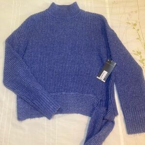 Cozy Blue Turtleneck Sweater with side tie NWT
